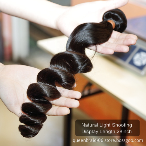 100% Unprocessed Remy Human Hair Loose Wave Bundles Brazilian Virgin Human Hair Natural Black for Black Women